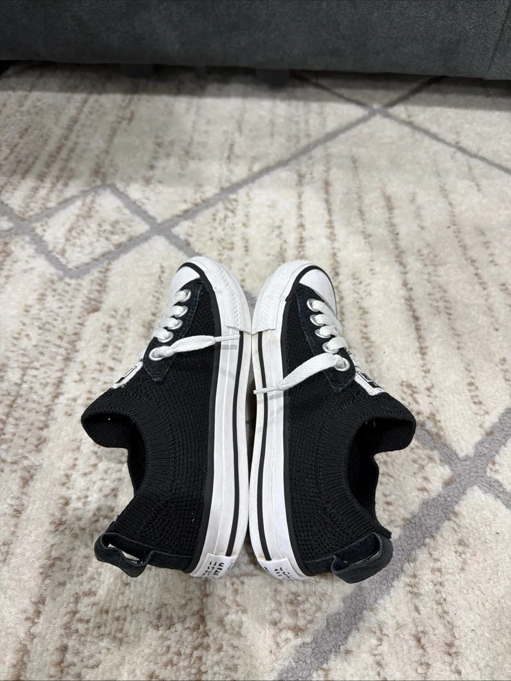 Converse All Star Knit Shoes Kids Size 11 Black Slip On Low Top Sneakers 665412F